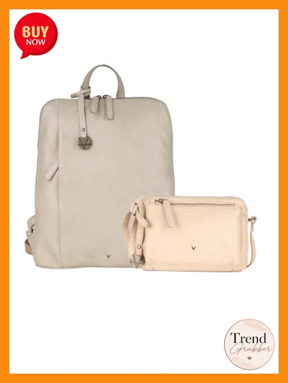 Genuine Italian Leather Backpack & Crossbody Bag Set – Adjustable Straps